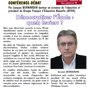 Conférence-débat « Démocratiser l&rsquo;École : quels leviers ? »